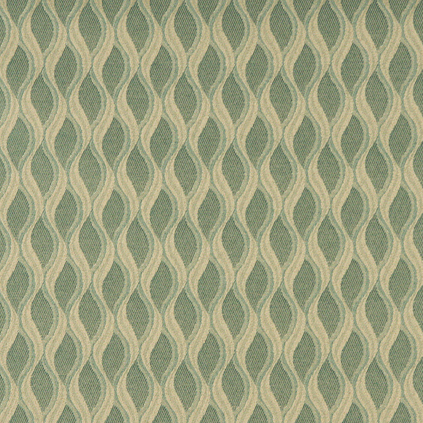 Aqua Green and Gold Wavy Striped Durable Upholstery Fabric By The Yard