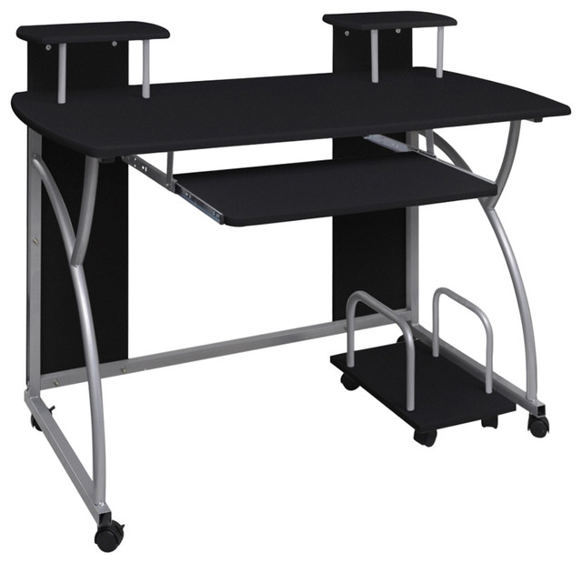 Vidaxl Computer Desk With Pull Out Keyboard Tray Black Cart Game