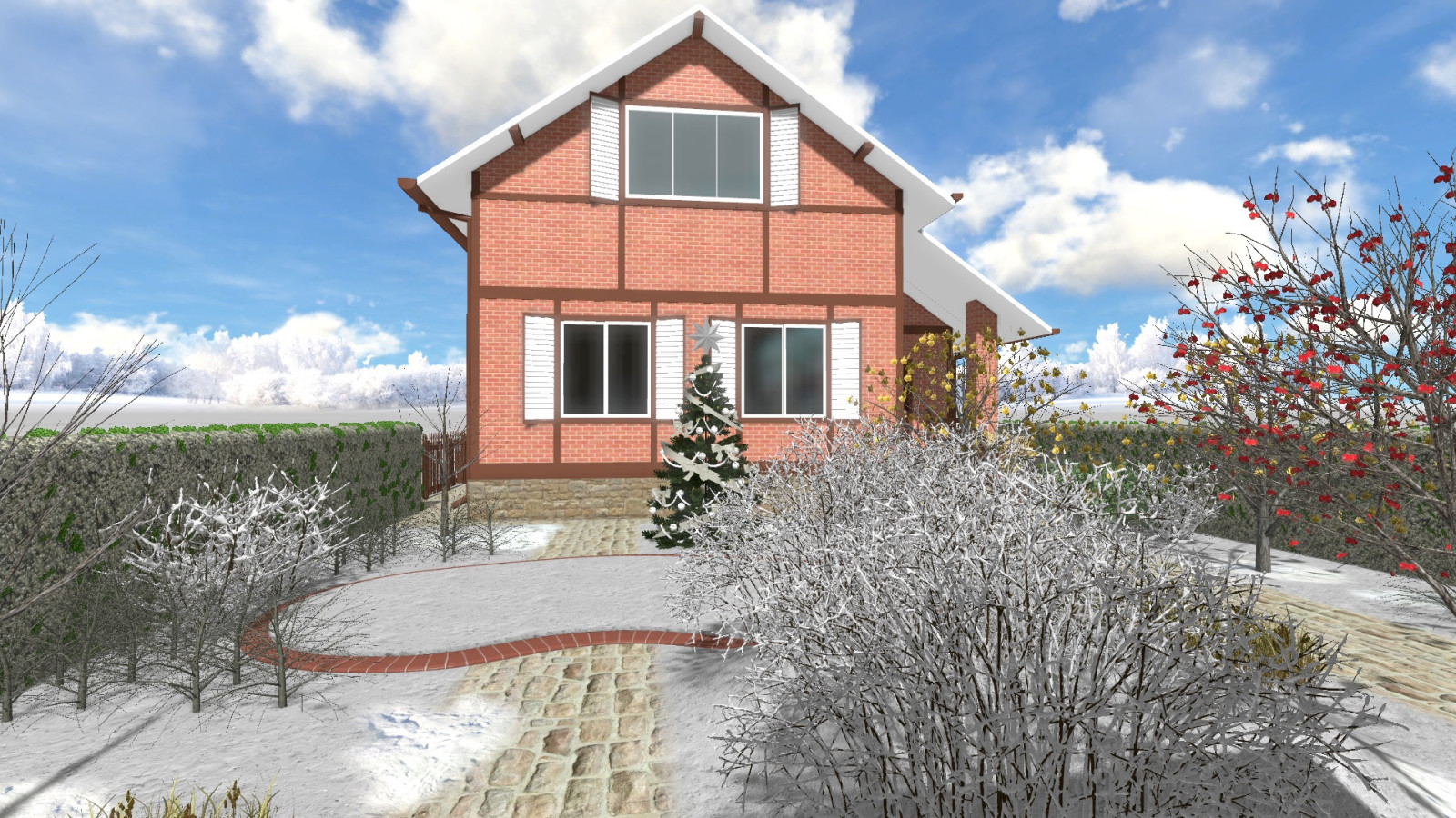 Проект ландшафтного дизайна участка у коттеджа круглогодичного проживания