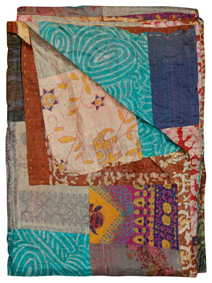 Kantha Silk Throw 50"x70"