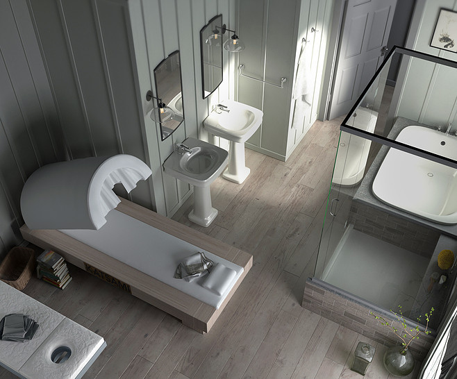 Ванная комната в загородном доме с Детокс-сауной Katsami