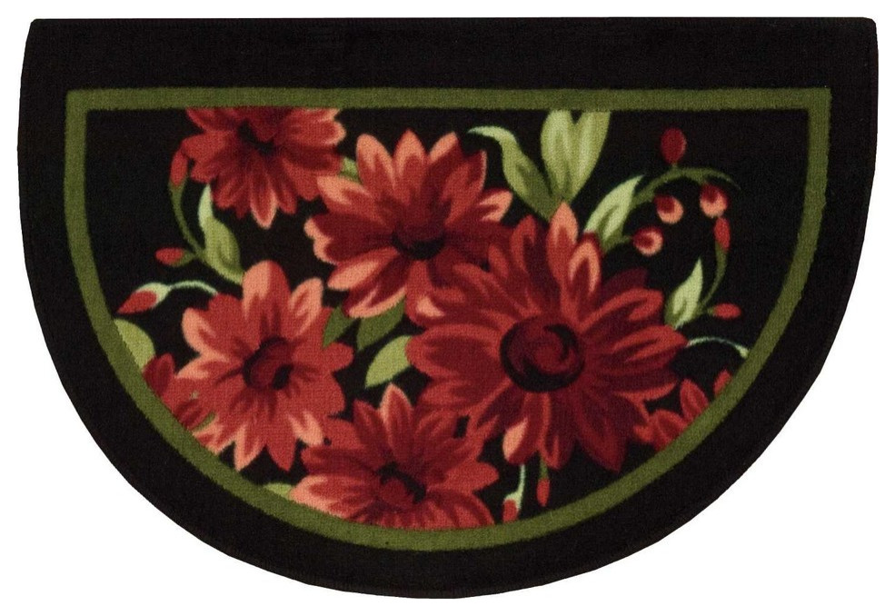 Accent Decor Flowers Slice Accent Rug, Red, 1'8"x2'6"