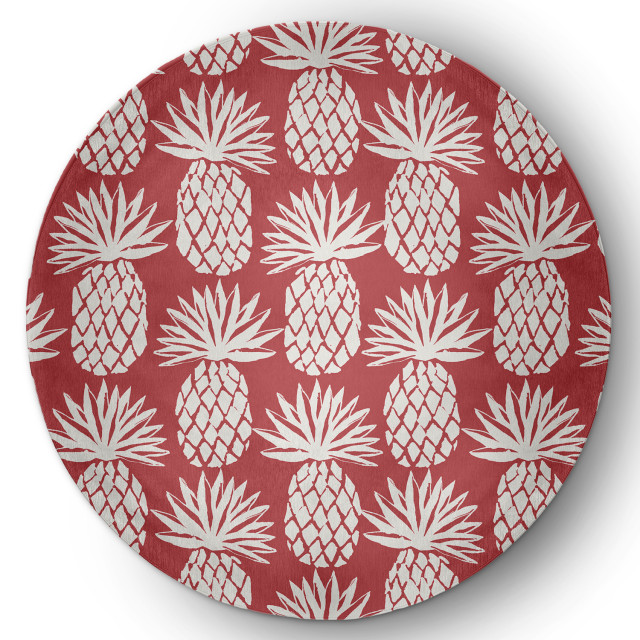 Yellow Pineapple Print Round Rug main image 1