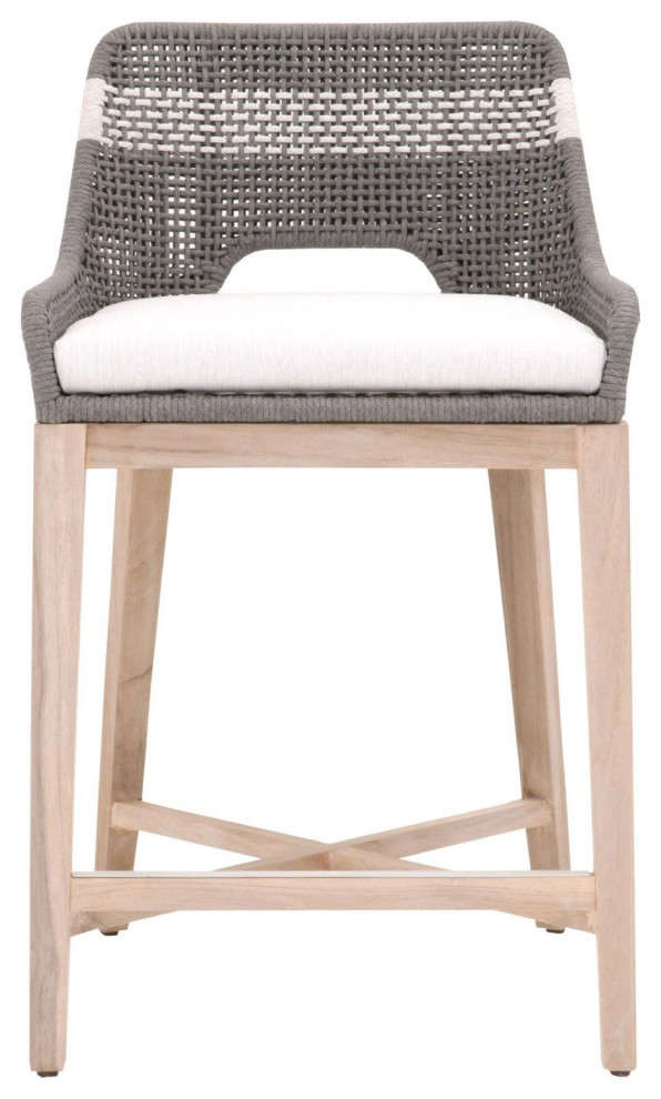 Essentials For Living Woven Tapestry Outdoor Counter Stool, Gray Teak