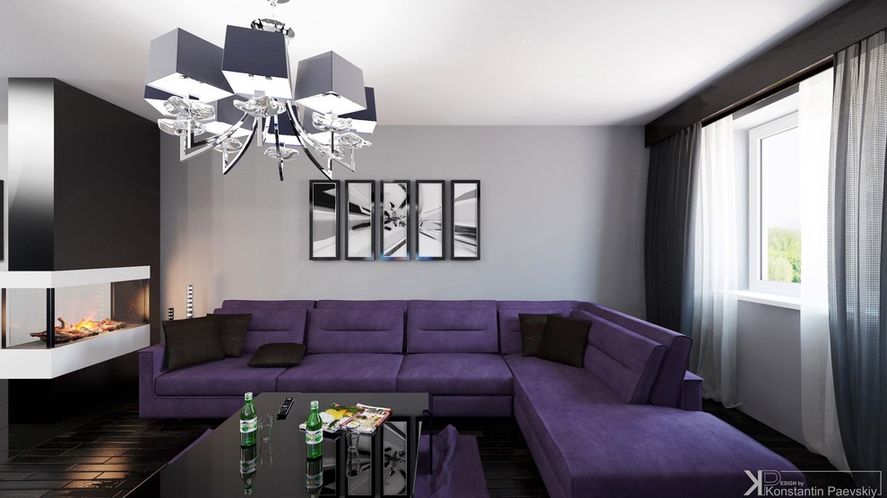 Интерьер таунхауса в современном стиле (монохром)