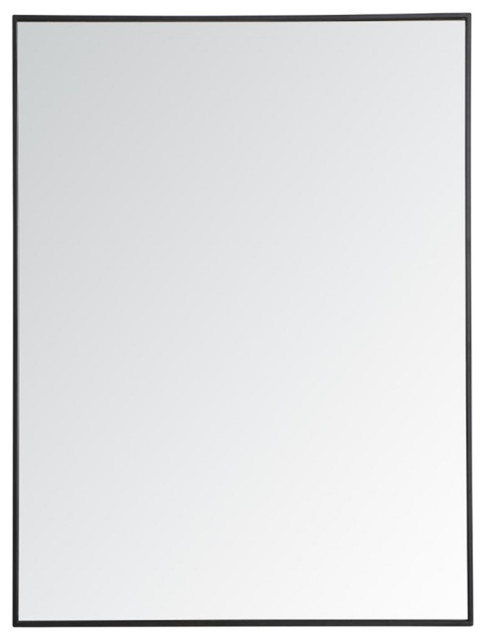 Elegant Decor Eternity 48" x 36" Contemporary Metal Frame Mirror in Black
