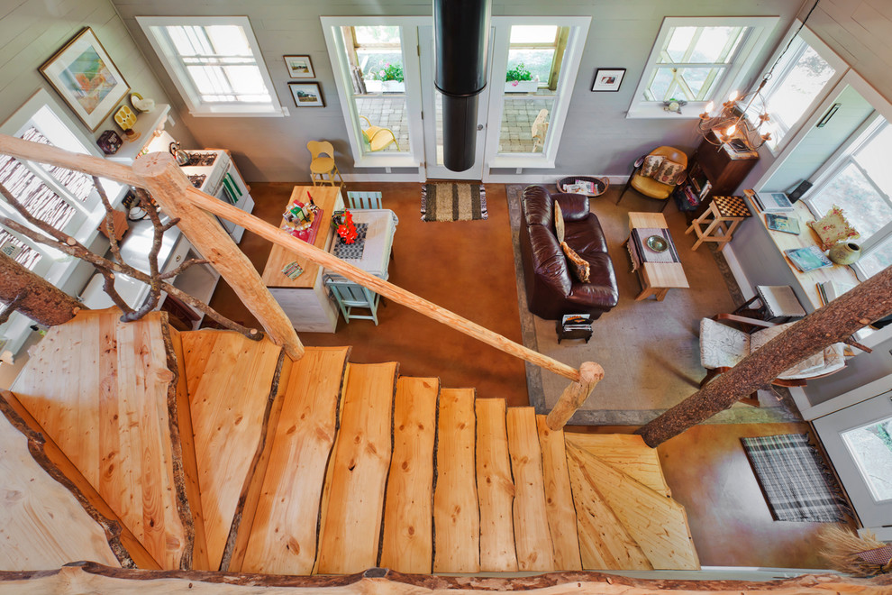 Mountain style living room photo in Minneapolis