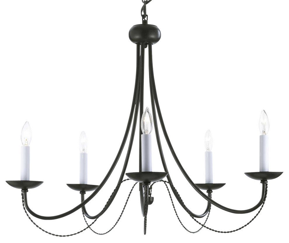 Versailles Wrought Iron With 5-Light Chandelier Black - Transitional ...