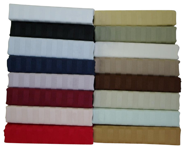 RT T300 Twin Size Stripe 100% Egyptian Cotton Sheet Set