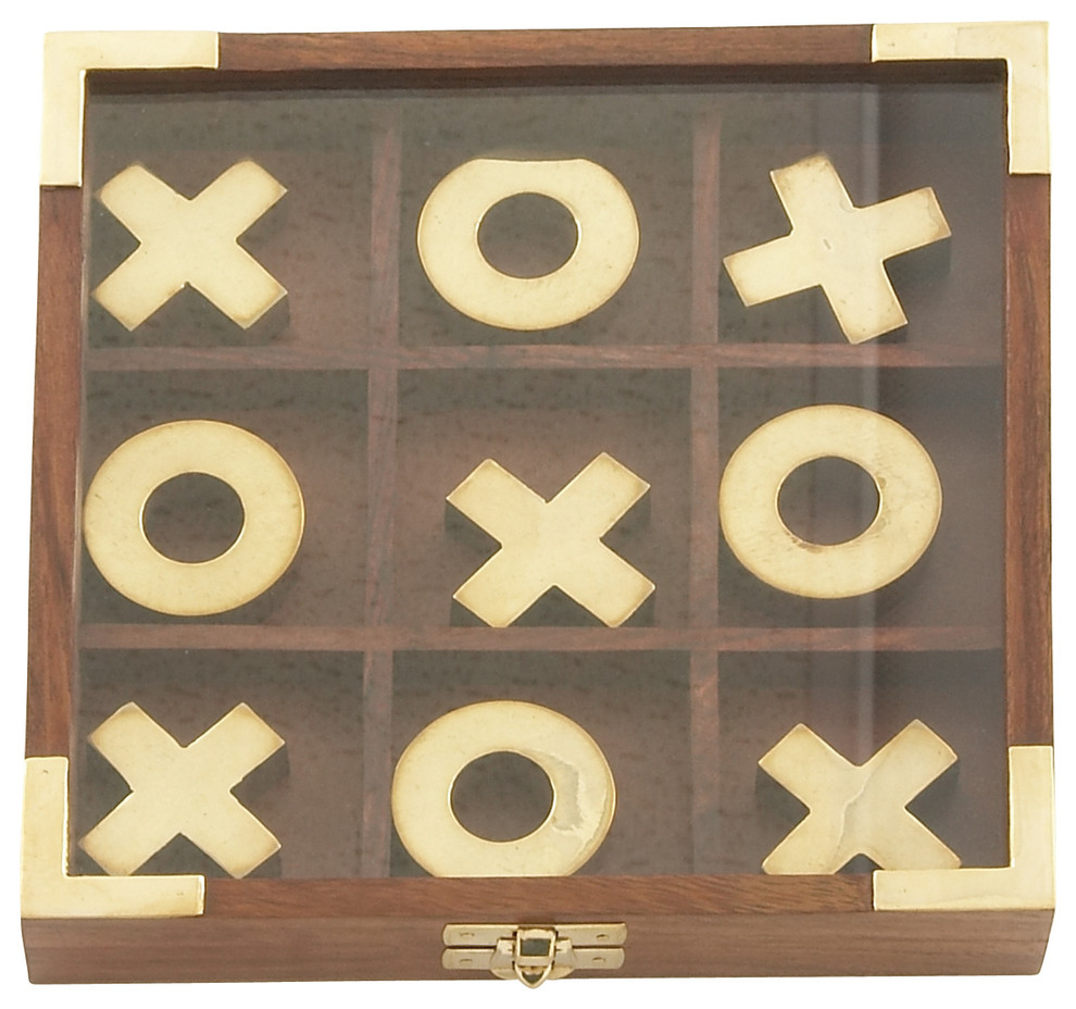 Wood and Brass Tic-Tac-Toe