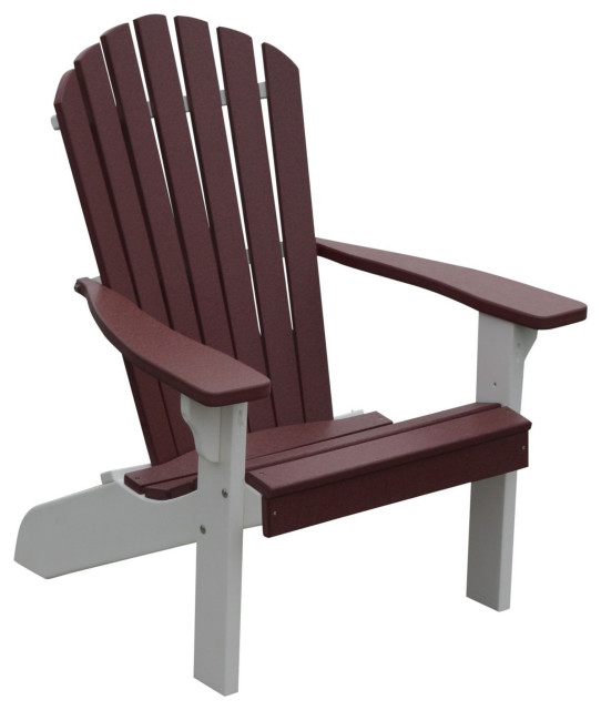 Poly Fanback Adirondack Chair, Cherrywood, White Frame