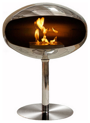 Cocoon Modern Pedestal Stainless Steel Fireplace