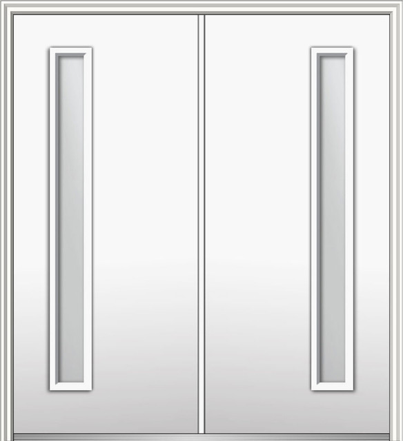 Frosted 1-Lite Fiberglass Smooth Double Door 62"x81.75" Right Hand In-swing
