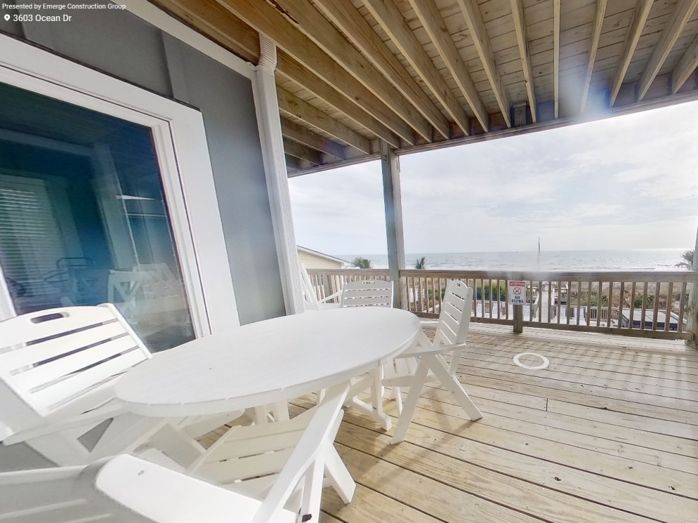 Deck - backyard second story wood railing deck idea