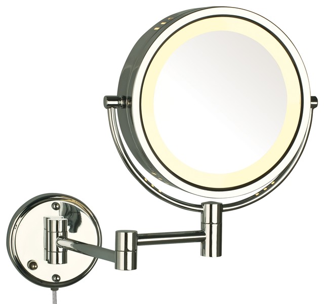 Modern Chrome Wall Mounted Lighted Make Up Mirror Contemporary Makeup Mirrors by SEE ALL