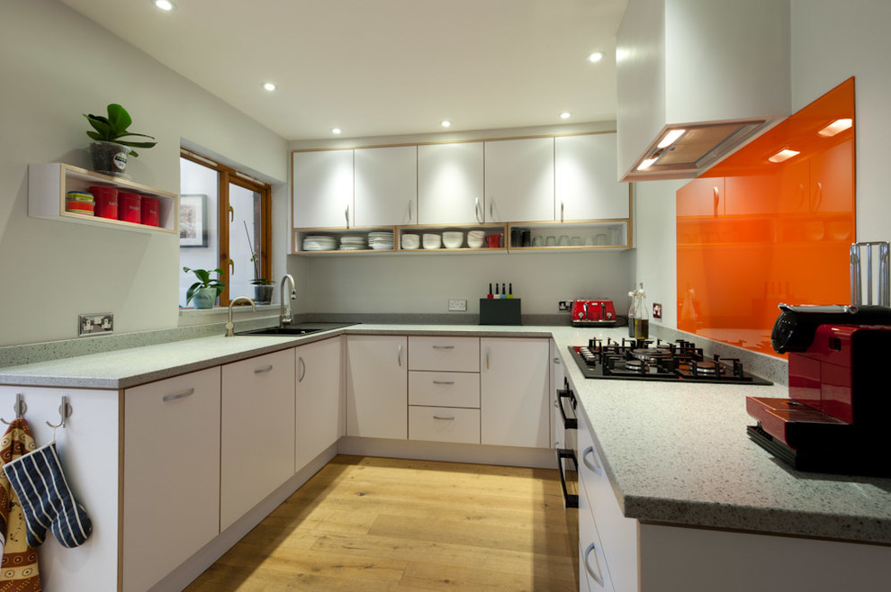 Large contemporary kitchen in Kent.