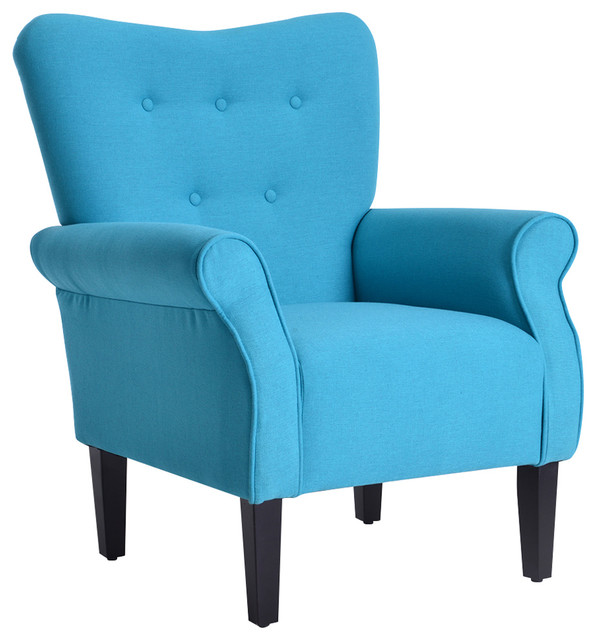 High Wingback Linen Armchair Contemporary Armchairs And Accent
