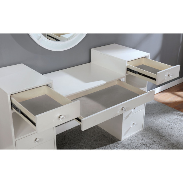 Contemporary Vanity Set, Unique Design With Multiple Drawers & Padded ...