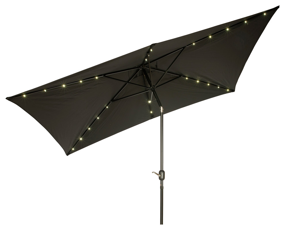 Rectangular Solar Powered Led Lighted Patio Umbrella 10 X 6 5 Contemporary Outdoor Umbrellas By Trademark Innovations