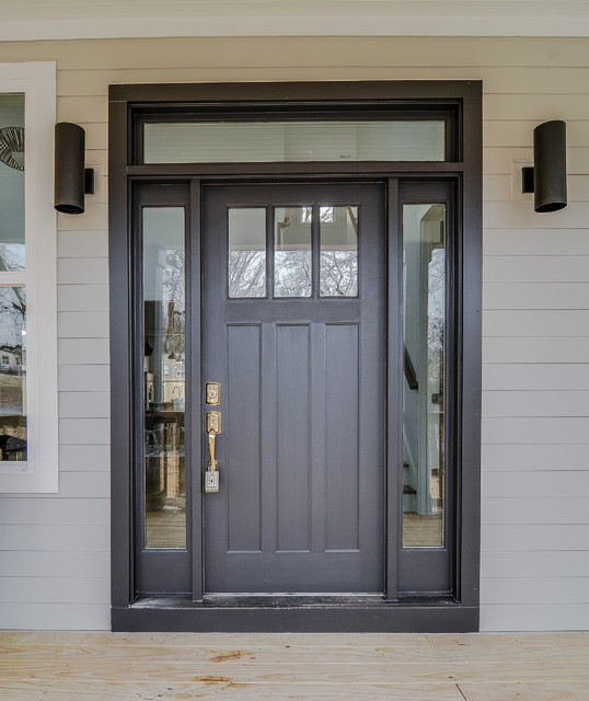 Craftsman Charm Exterior Sherwin Williams Black Magic Door with