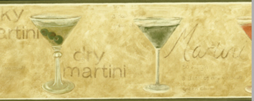 Martini Glasses Wallpaper Border, Waverly - Contemporary - Wallpaper