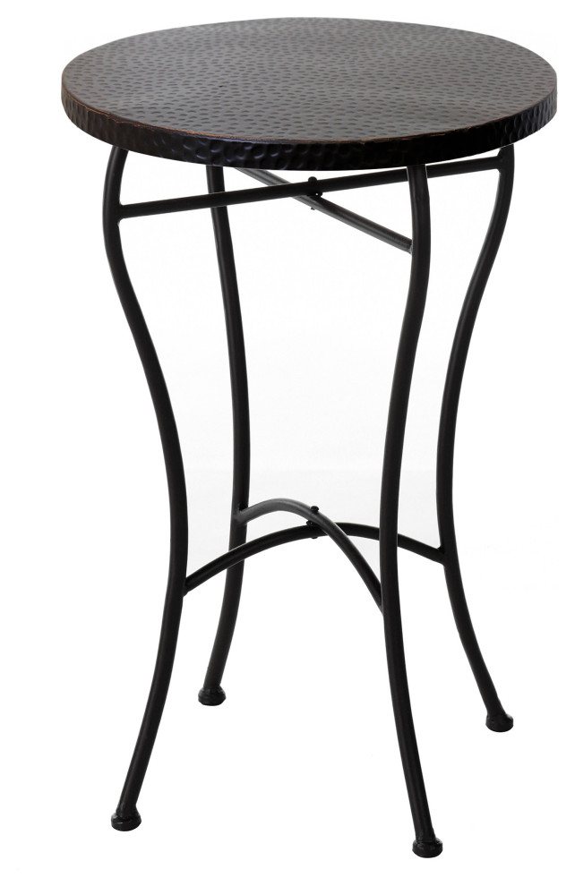 Round Hammered Metal Accent Table OilRubbed Bronze Powder Coat