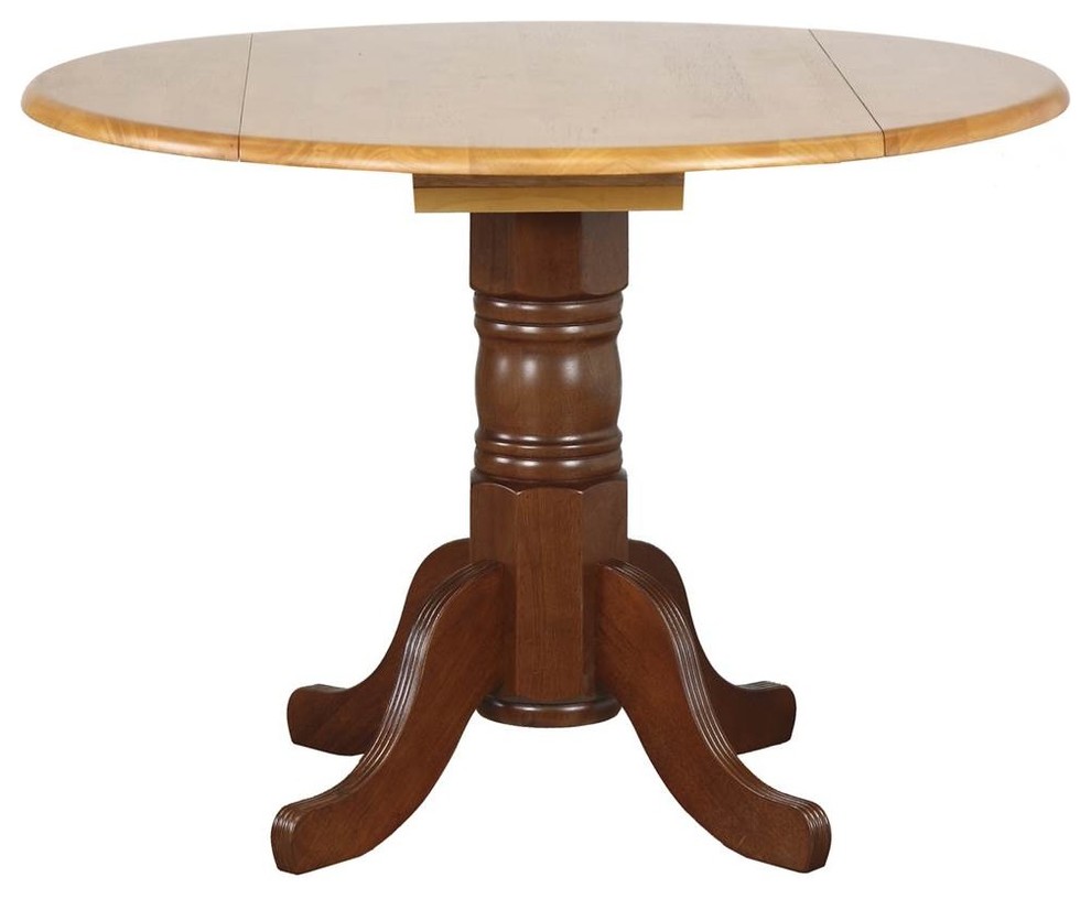 Sunset Trading Round Table Nutmeg Light Oak Finish Drop Leaf Top Sunset Trading Round Table Nutmeg Light Oak Finish Drop Leaf Top