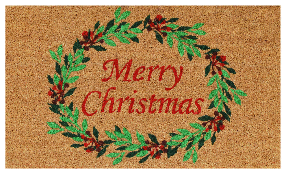 Christmas Wreath Doormat - Contemporary - Doormats - by Home & More