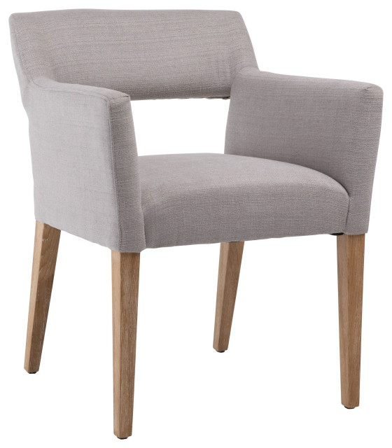 Joseph Grey Linen Narrow Track Arm Dining Chair With Cut out ...