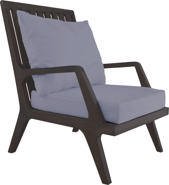 Teak Patio Lounge Chair Cushions Cream Midcentury Outdoor