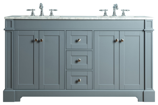 Stufurhome Newport 60 Gray Double Sink, Stufurhome Newport White 60 Inch Double Sink Bathroom Vanity With Mirror