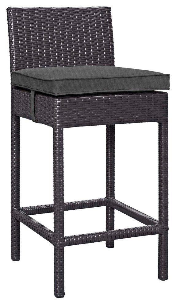 Convene Outdoor Patio Bar Stool, Espresso Charcoal Tropical Bar