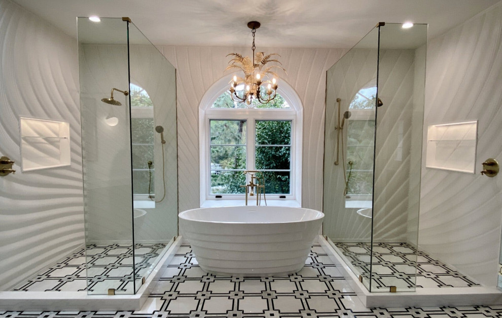 Design ideas for a large contemporary bathroom in Los Angeles.