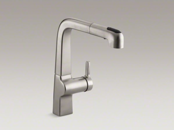 KOHLER Evoke(R) single-hole kitchen sink faucet with 9" pullout spout