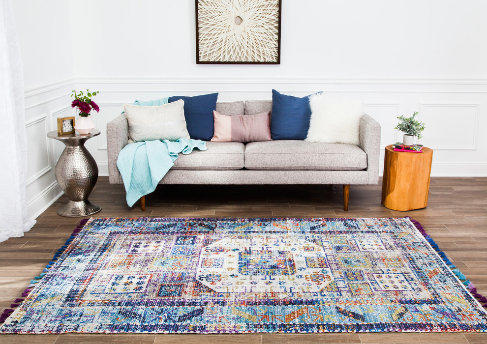 Dena Distressed Area Rug, 5'x7'6", 5'x7'6" Contemporary Area Rugs