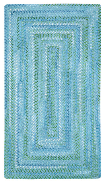 Waterway Concentric Braided Rectangle Rug, Blue