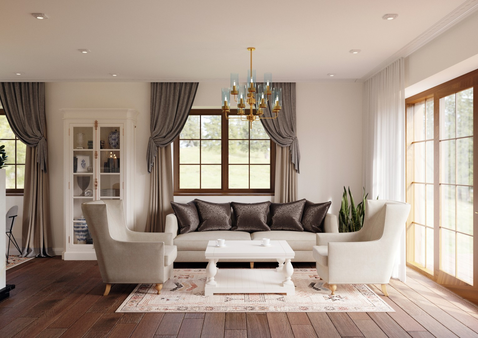 Гостиная в стиле американская классика