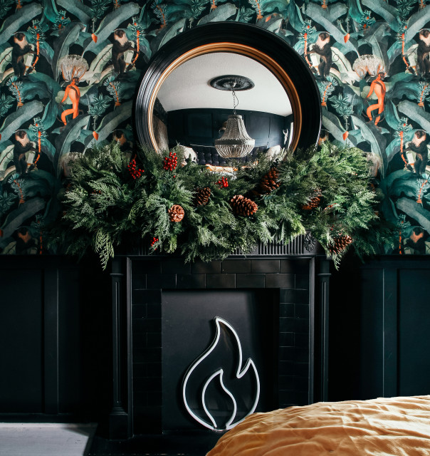 firepace eclectic-bedroom