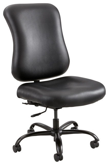Safco Optimus Leather 400lb Big and Tall Chair in Black