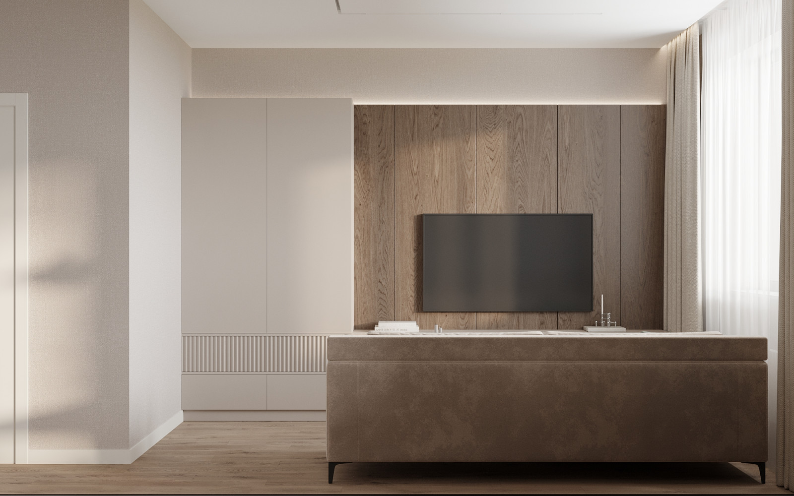 ЖК «Ultra City», квартира в стиле современный минимализм в теплой светлой гамме