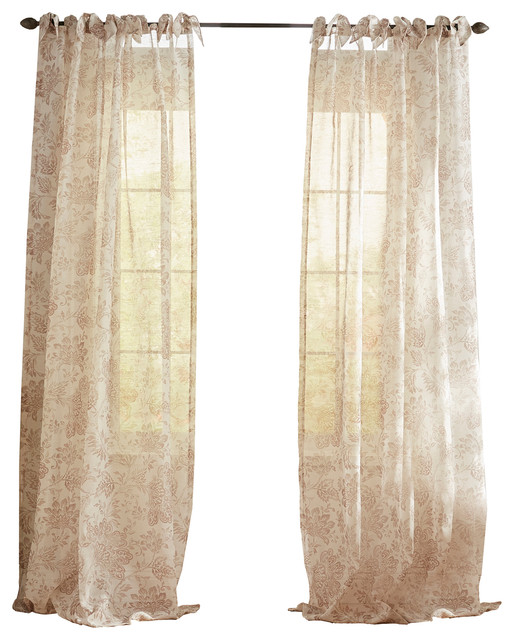Westport Floral TieTop Sheer Window Curtain, 52"x84" Traditional