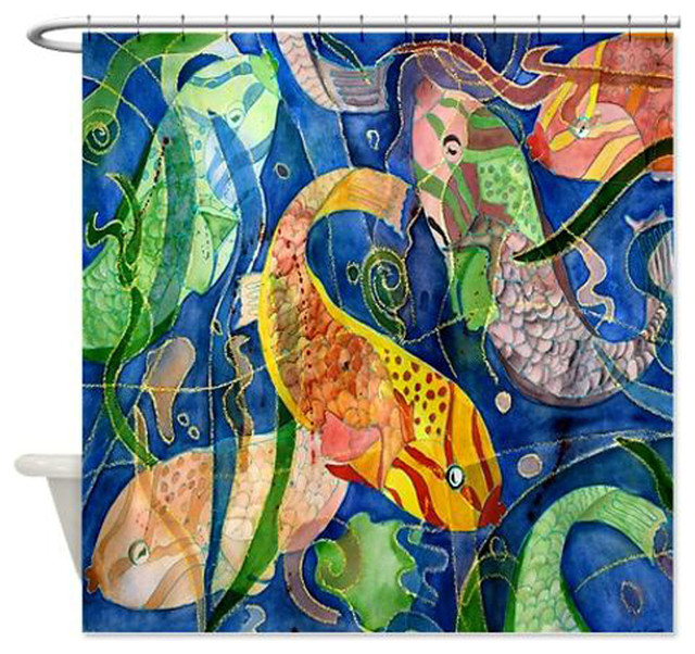 Tropical Fish Art Shower Curtain, Shower Curtain Tropical Fish