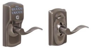 Schlage Plymouth Design Keypad Entry with Flair Levers, Antique Pewter