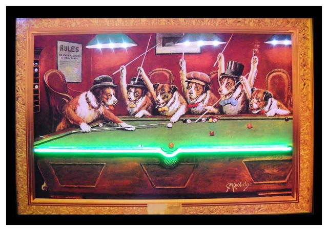 S Dogs Playing Pool Neon Led Sign Eclectic Prints And Posters By Organize It