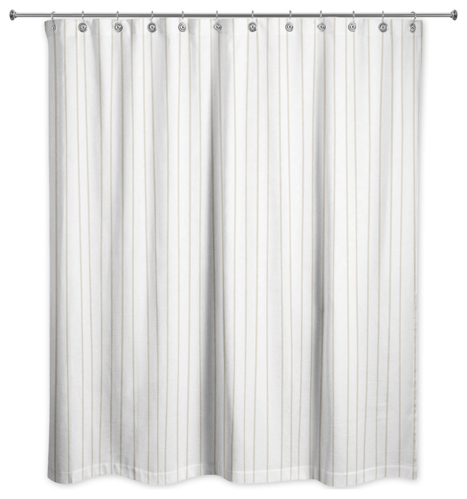 Beige Uneven Stripes 71x74 Shower Curtain