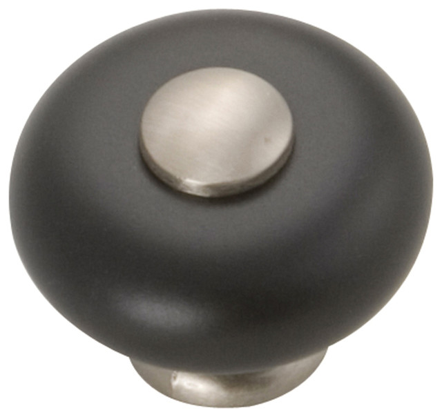 1-1/4 In. Tranquility Satin Nickel With Black Cabinet Knob, BPP222-SNB
