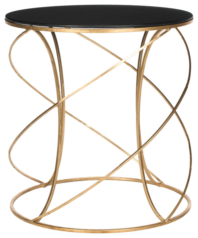 Safavieh Cagney Accent Table, Gold, Black Glass Top