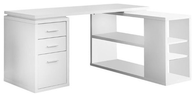 Pemberly Row L Shaped Computer Desk In White Contemporary Pemberly Row L Shaped Computer Desk In