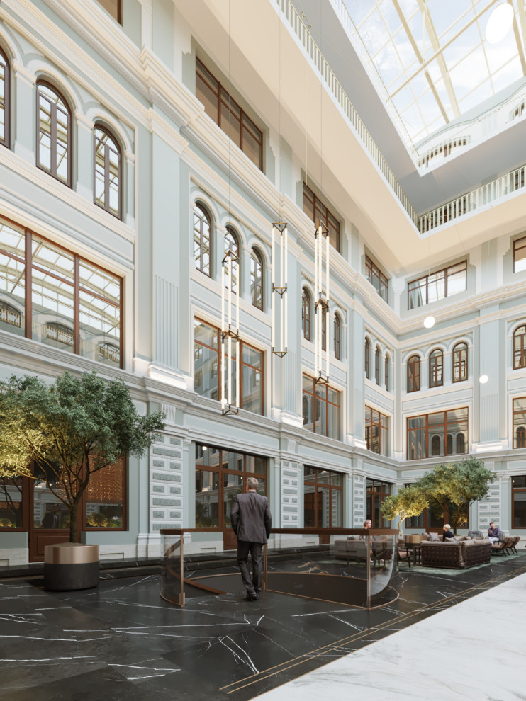 Интерьеры атриума в бизнес-центре "Ветошный, 13", г. Москва