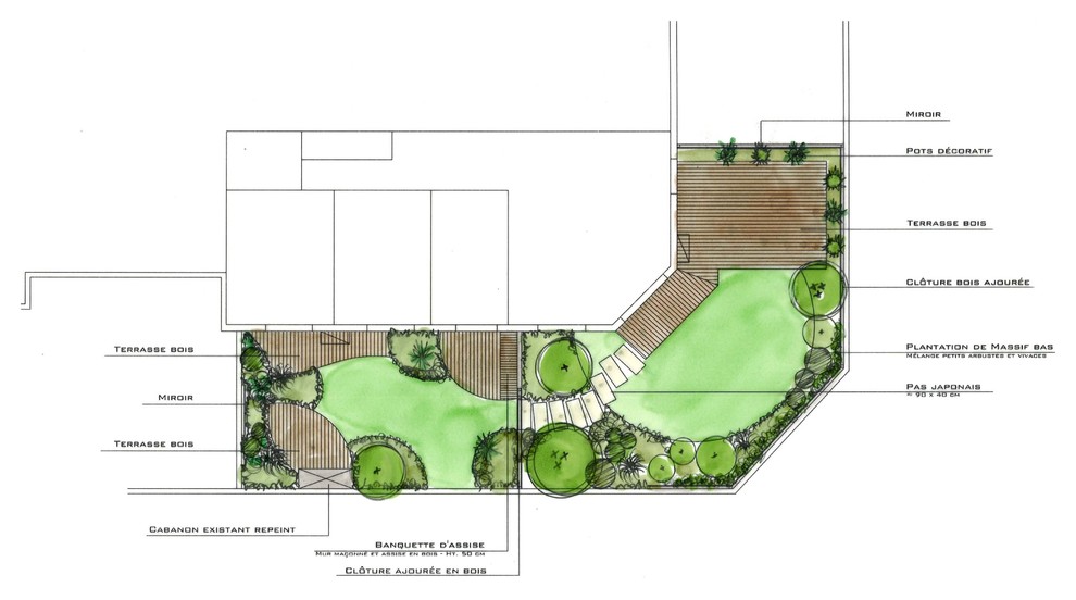 Blue and White - Jardin de 120 m²